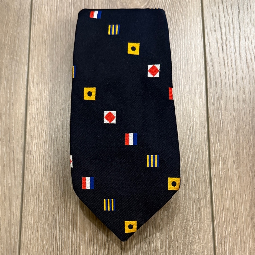 RARE Prestine Vintage Embroidered Nautical Flag Navy Tie - Trimingham’s Bermuda